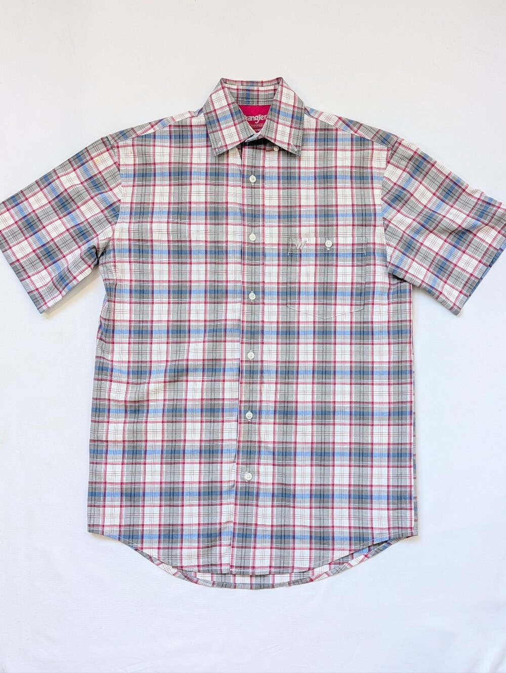 Wrangler Performance Plaid Button Up Shirt Mens Small Short Sleeve Cotton